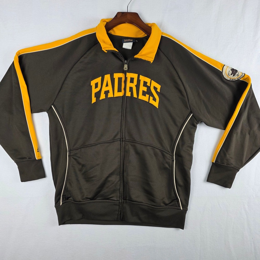 Majestic San Diego Padres Cooperstown Collection Track Jacket Mens XL Brown 0541